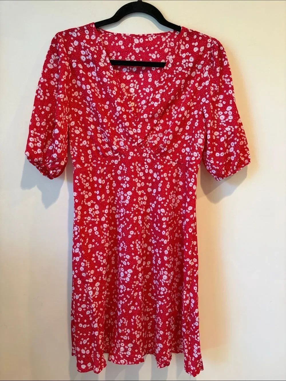 Women’s Red Floral Short Sleeve Dress